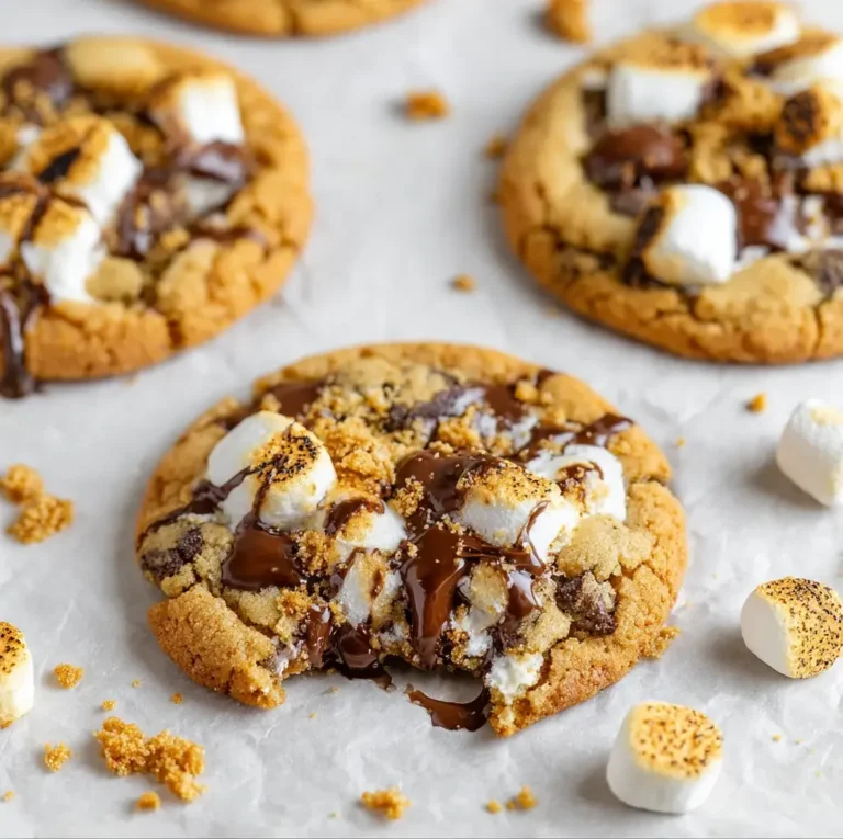 Air fryer s'mores cookies with golden marshmallows and melted chocolate