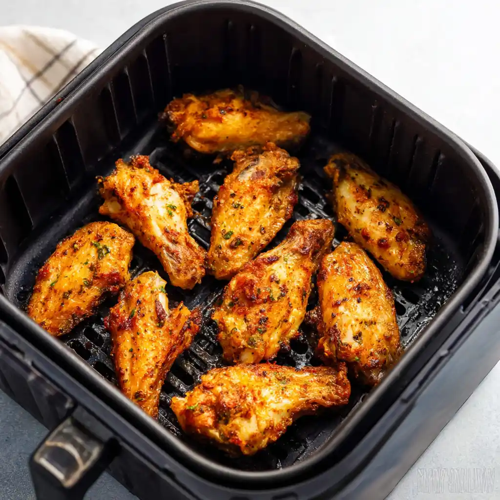 Air Fryer Frozen Chicken Wings 3 air fryer chicken wings cooked from frozen in air fryer basket