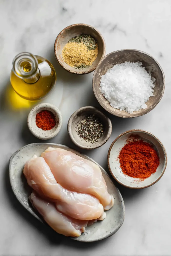 Frozen Chicken Breast Air Fryer 2 Frozen chicken breast air fryer seasoning ingredients including olive oil and spices
