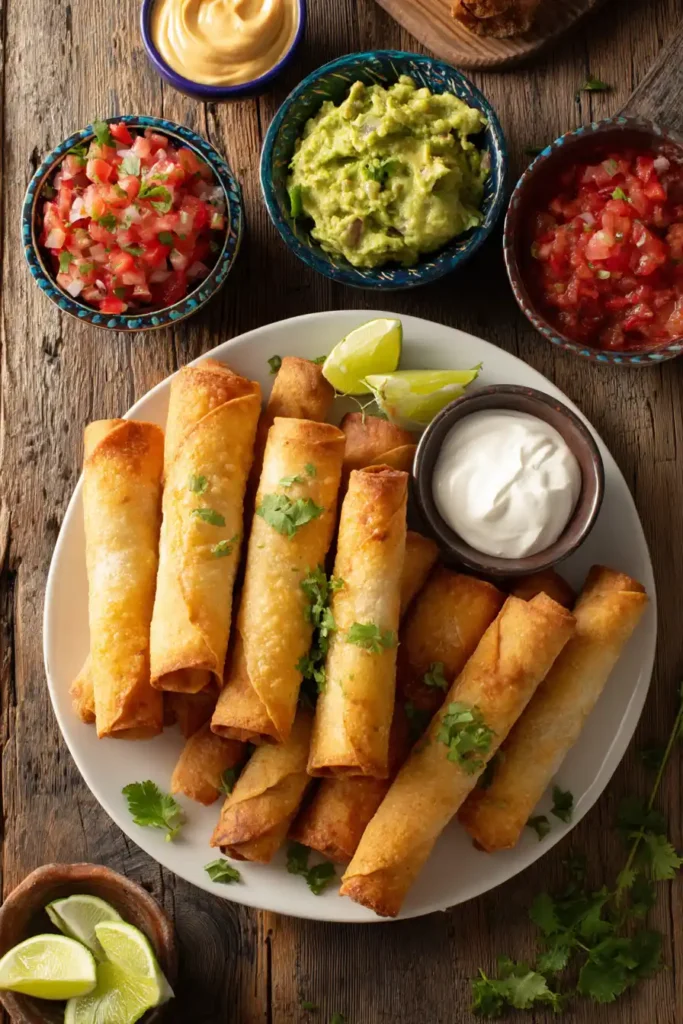 Jose Ole Taquitos Air Fryer 3 Air fried jose ole taquitos with variety of dipping sauces