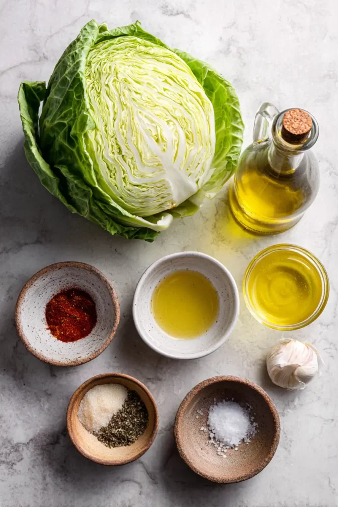 Air Fryer Cabbage 2 Air fryer cabbage ingredients on counter