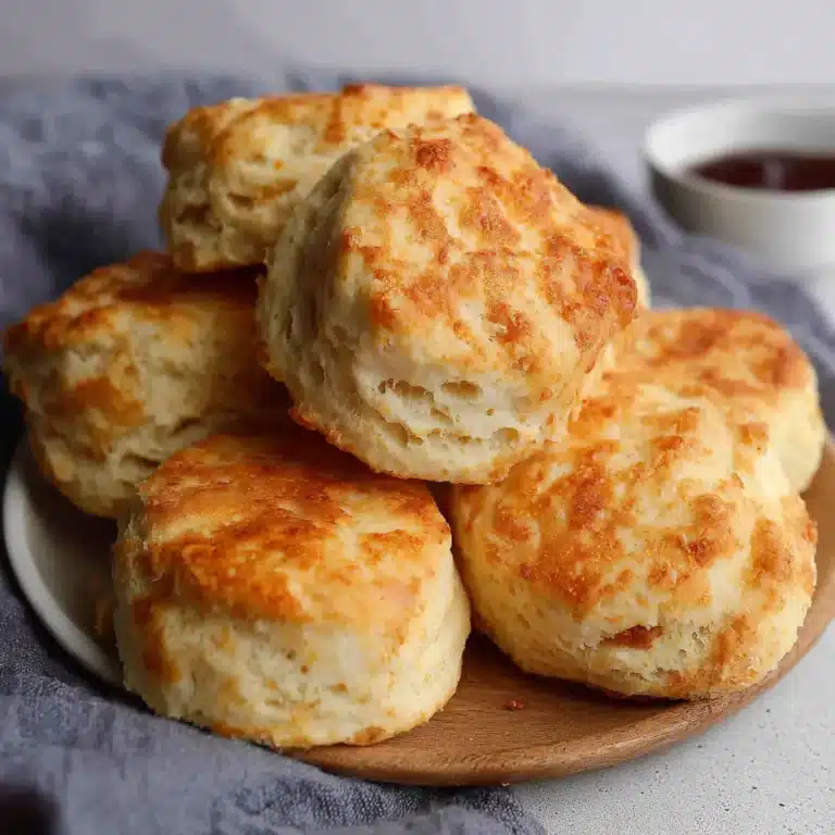 Air fryer canned biscuits golden brown and flaky on wooden board