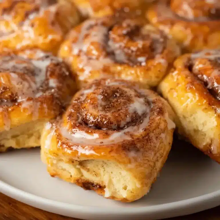 Air fryer cinnamon rolls golden brown with icing drizzle