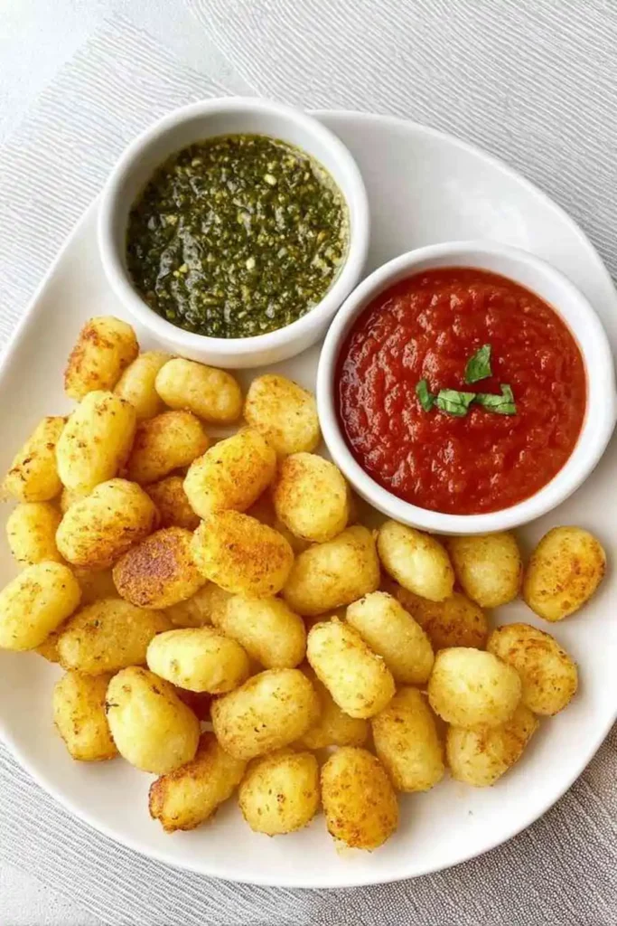 Air Fryer Gnocchi Chips 4 Air fryer gnocchi chips with delicious dipping sauce options