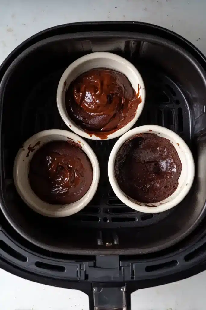 Air Fryer Lava Cakes 3 Ramekins air fryer basket lava cake cooking