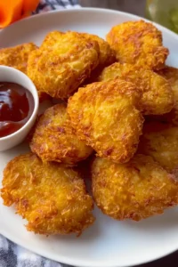 Canned chicken nuggets recipe featured image showing golden crispy nuggets