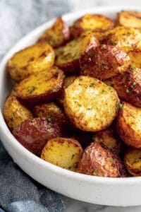 Crispy red potatoes in air fryer with rosemary
