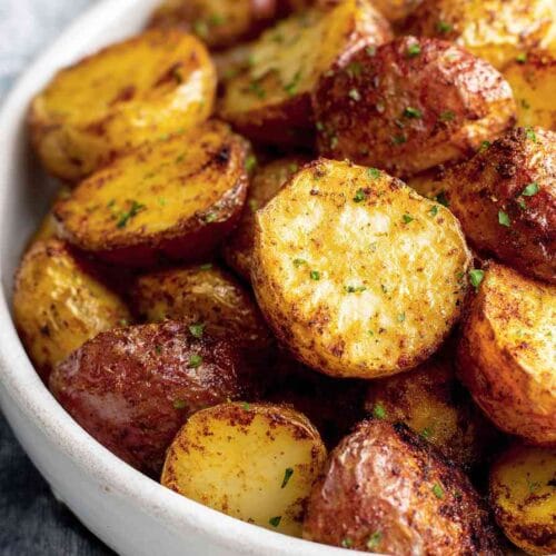 Crispy red potatoes in air fryer with rosemary