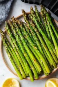 Crispy frozen asparagus cooked in air fryer