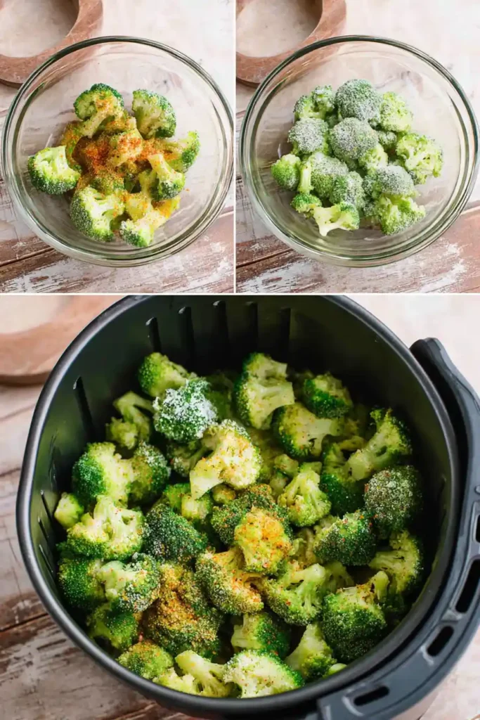 Frozen Broccoli Air Fryer 3 Frozen broccoli air fryer cooking process step by step